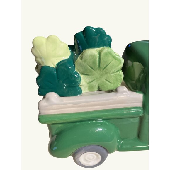 St. Patricks Day Ceramic Green Truck With Shamrocks By Kohls - Picture 3 of 11